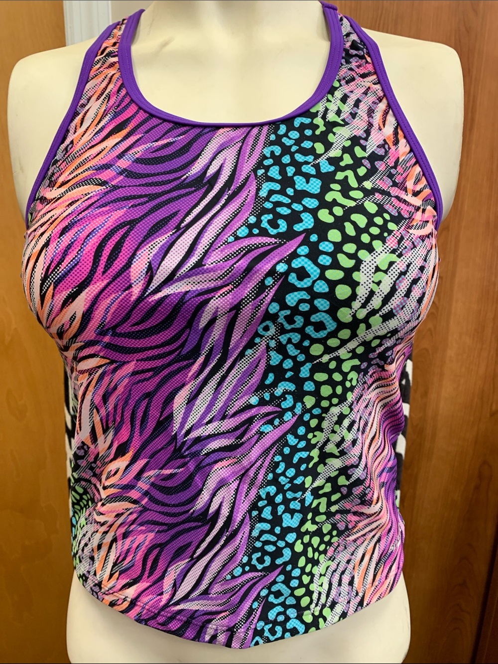 Speedo Purple Multicolor Animal Print Tankini Top